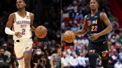 Shai Gilgeous-Alexander of Thunder (left) and Jimmy Butler of Heat