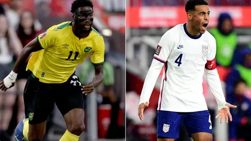 Shamar Nicholson of Jamaica (left) and Tyler Adams of USA