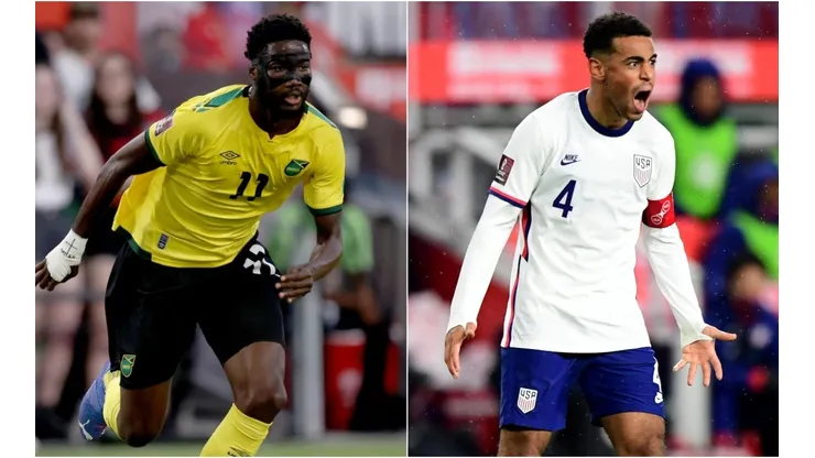 Shamar Nicholson of Jamaica (left) and Tyler Adams of USA