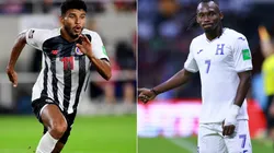 Johan Venegas of Costa Rica (left) and Alberth Elis of Honduras