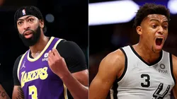 Davis of Lakers (left) and Keldon Johnson of Spurs