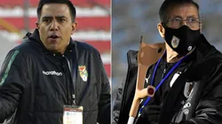 Cesar Farias of Bolivia (left) and Oscar Tabárez of Uruguay (right)