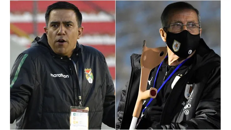 Cesar Farias of Bolivia (left) and Oscar Tabárez of Uruguay (right)