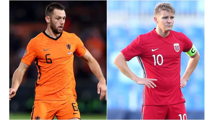 Stefan de Vrij of Netherlands (left) and Martin Odegaard of Norway (right)