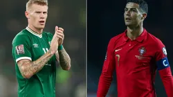 James McClean of Ireland (left) and Cristiano Ronaldo of Portugal (right)