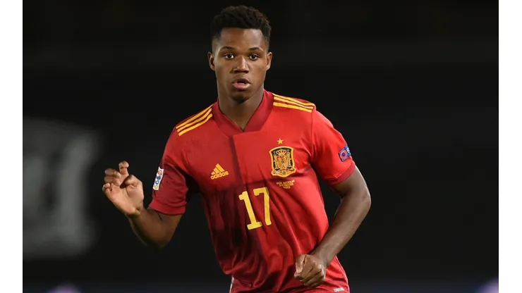 Ansu Fati of Spain in action