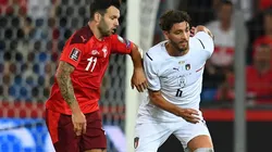 Manuel Locatelli of Italy (right) and Renato Steffen of Switzerland (left)