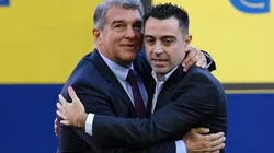 New FC Barcelona Head Coach Xavi Hernandez and Joan Laporta, President of FC Barcelona