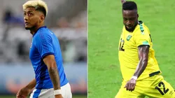 Amando Moreno of El Salvador (left) and Junior Flemmings of Jamaica.