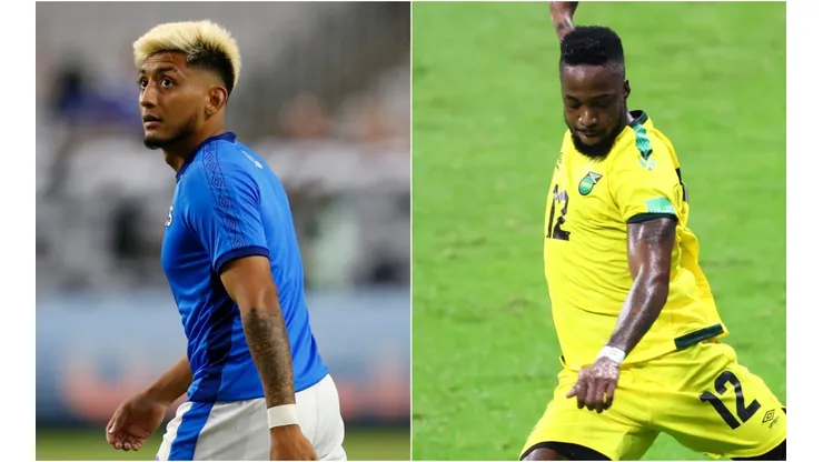 Amando Moreno of El Salvador (left) and Junior Flemmings of Jamaica.