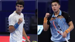 Carlos Alcaraz of Spain (left) and Brandon Nakashima of the US