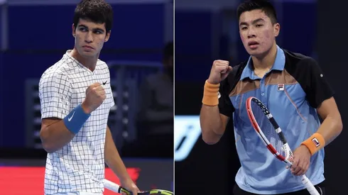 Carlos Alcaraz of Spain (left) and Brandon Nakashima of the US