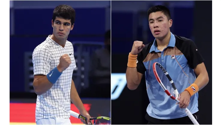 Carlos Alcaraz of Spain (left) and Brandon Nakashima of the US