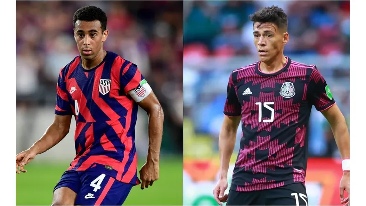 Tyler Adams of the USMNT (left) and Hector Moreno of Mexico.