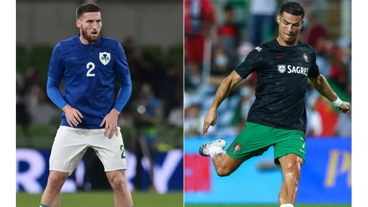 Matt Doherty of Ireland (left) and Cristiano Ronaldo of Portugal