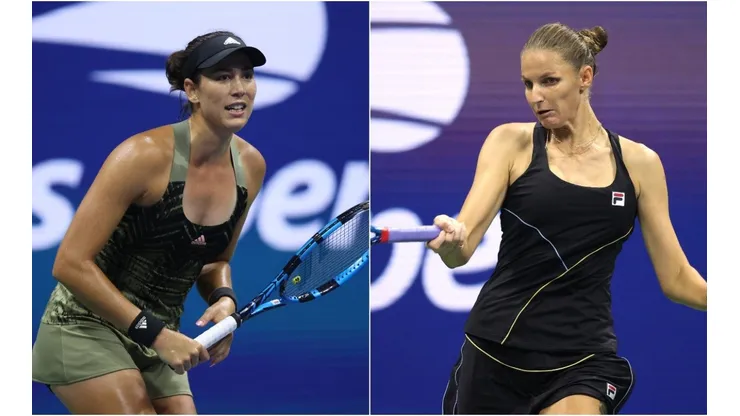 Garbiñe Muguruza of Spain (left) and Karolina Pliskova of Czech Republic