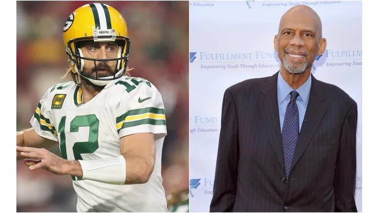 Aaron Rodgers (left) and Kareem Abdul-Jabbar.