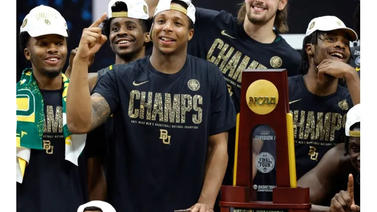 The Baylor Bears celebrating their Final Four National Championship.