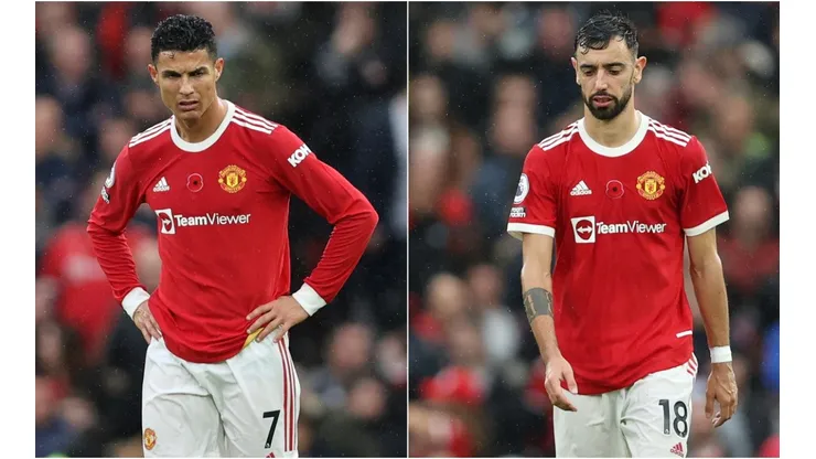 Cristiano Ronaldo (left) and Bruno Fernandes are reportedly concerned as Manchester United are struggling to get results under Ole Gunnar Solskjaer.