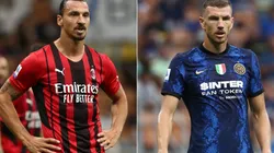 Zlatan Ibrahimovic of Milan (left) and Edin Dzeko of Inter (right)