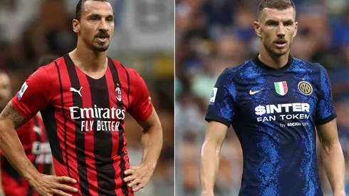Zlatan Ibrahimovic of Milan (left) and Edin Dzeko of Inter (right)