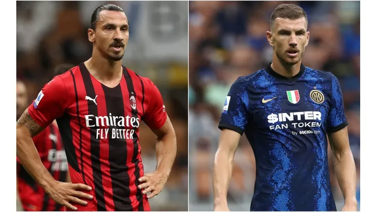 Zlatan Ibrahimovic of Milan (left) and Edin Dzeko of Inter (right)