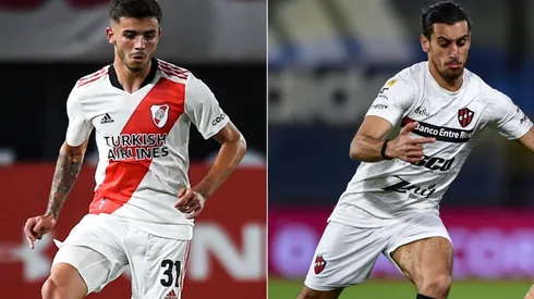 Santiago Simon of River Pkate (left) and Leandro Marin of Patronato