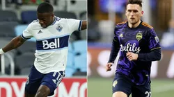 Cristian Dajome of Vancouver Whitecaps (left) and Shane O'Neill of Seattle Sounders