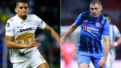 Higor Meritao of Pumas UNAM (left) and Pablo Aguilar of Cruz Azul