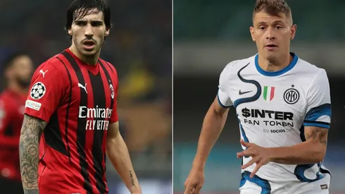 Sandro Tonali of Milan (left) and Nicolo Barella of Inter (right)