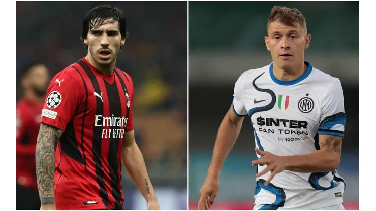 Sandro Tonali of Milan (left) and Nicolo Barella of Inter (right)