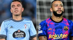 Iago Aspas of Celta Vigo (left) and Memphis Depay of Barcelona (right)