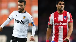 Jose Gaya of Valencia (left) and Luis Suarez of Atletico Madrid (right)
