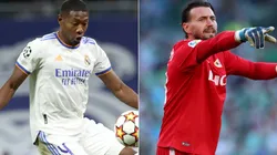 David Alaba of Real Madrid (left) and Stole Dimitrievski of Rayo Vallecano (right)