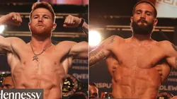 Canelo Alvarez of Mexico (left) and Caleb Plant of the US (right)