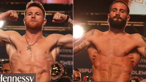 Canelo Alvarez of Mexico (left) and Caleb Plant of the US (right)
