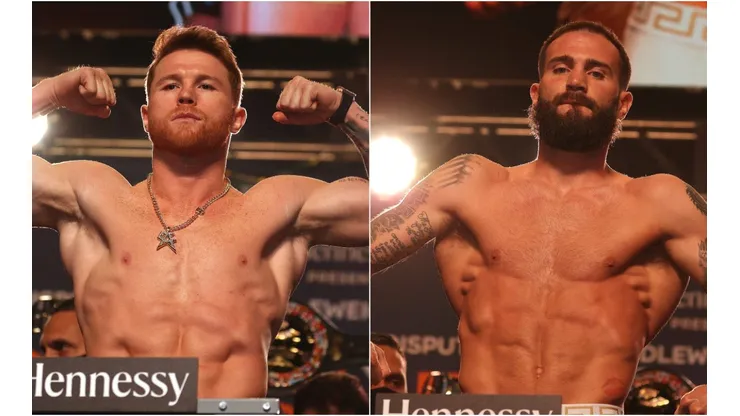 Canelo Alvarez of Mexico (left) and Caleb Plant of the US (right)