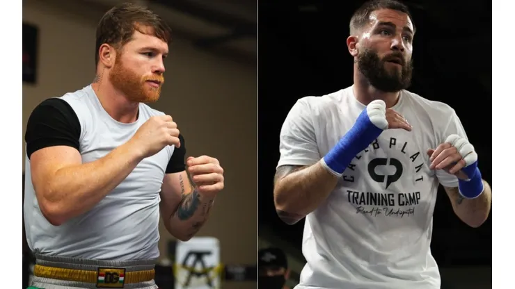 Canelo Alvarez (left) and Caleb Plant