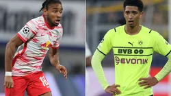 Christopher Nkunku of Leipzig (left) and Jude Bellingham of Borussia Dortmund (right)