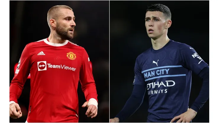 Luke Shaw of Manchester United (left) and Phil Foden of Manchester City (right)