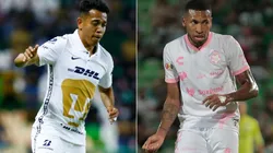 Sebastian Saucedo of Pumas (left) and Eduar Preciado of Santos