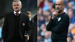 Ole Gunnar Solskjaer of Manchester United (left) and Pep Guardiola of Manchester City (right)