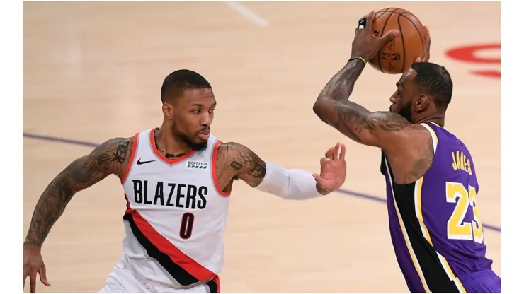 Damian Lillard guarding LeBron James