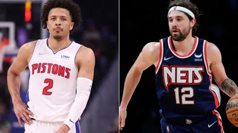 Cade Cunningham of the Detroit Pistons (left) and Joe Harris of the Brooklyn Nets (right)
