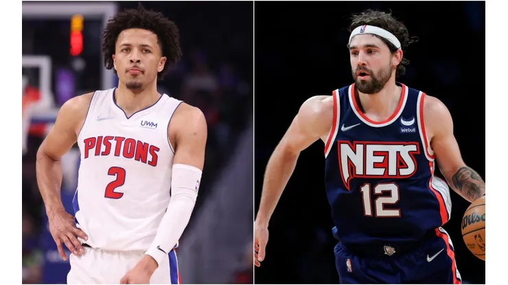 Cade Cunningham of the Detroit Pistons (left) and Joe Harris of the Brooklyn Nets (right)