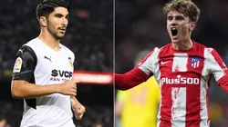 Carlos Soler of Valencia (left) and Antoine Griezmann of Atletico Madrid (right)
