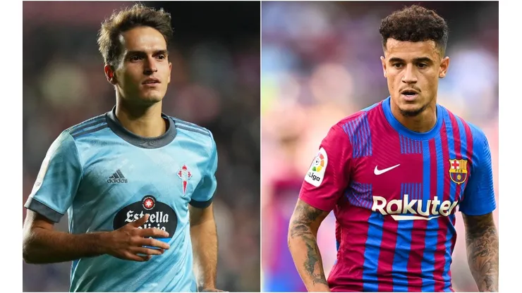 Denis Suarez of Celta Vigo (left) and Philippe Coutinho of Barcelona (right)