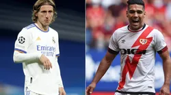 Luka Modric of Real Madrid (left) and Radamel Falcao of Rayo Vallecano (right)
