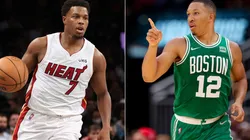 Kyle Lowry of the Miami Heat (left) and Grant Williams of the Boston Celtics (right)