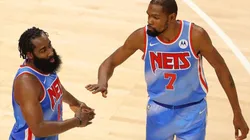 James Harden (left) and Kevin Durant